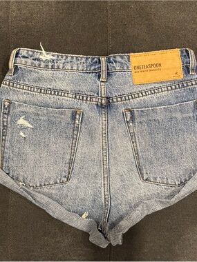 One Teaspoon Light Blue Mid Waist Bandits Denim Shorts
